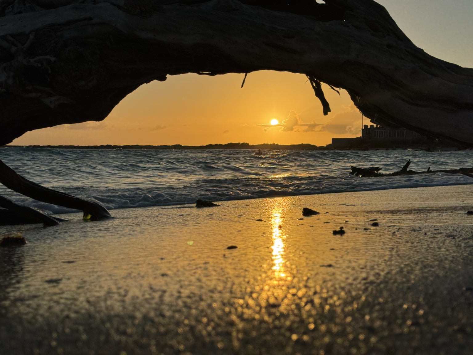 Framed beach sunset